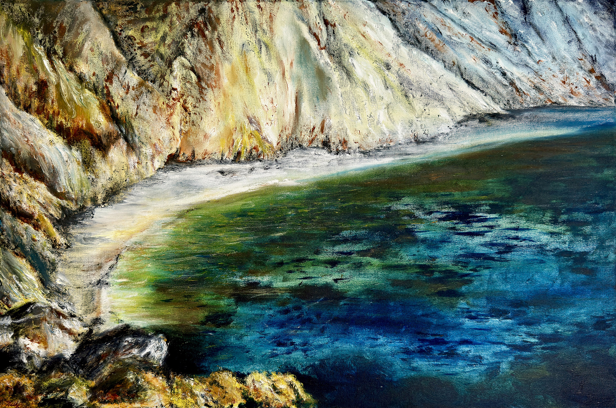colorful seascape painting greece