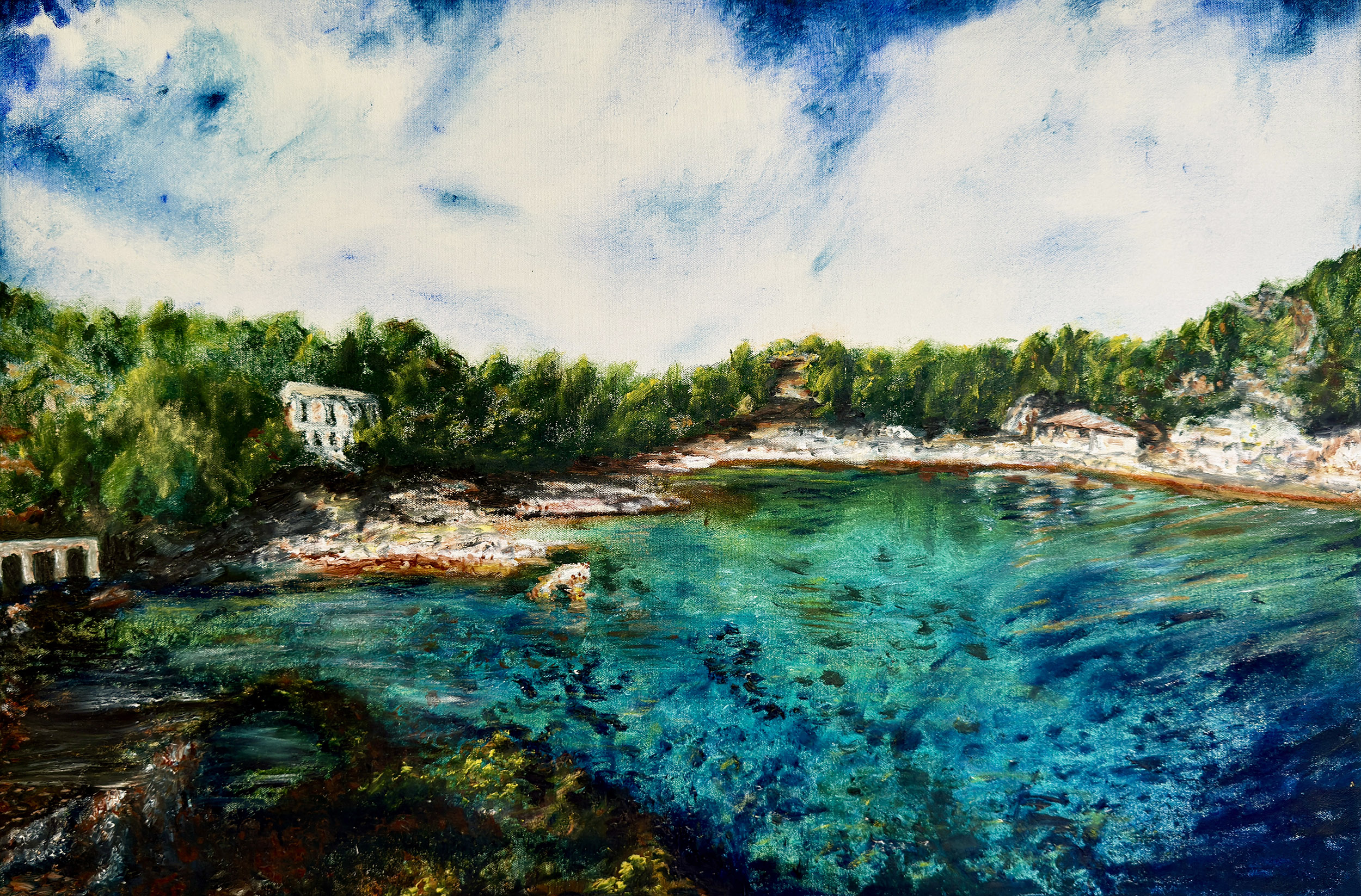 colorful seascape painting greece