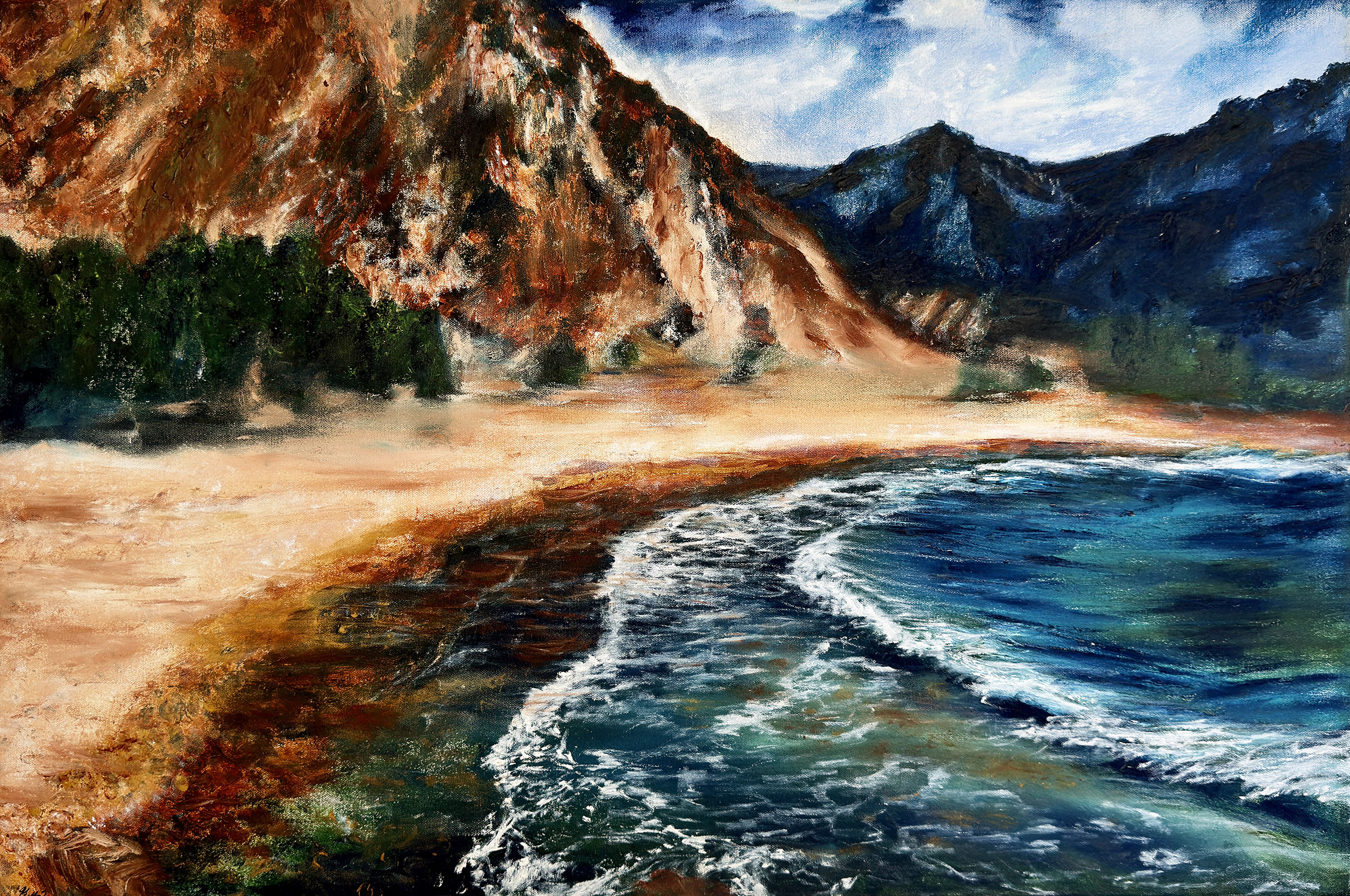 colorful seascape painting greece