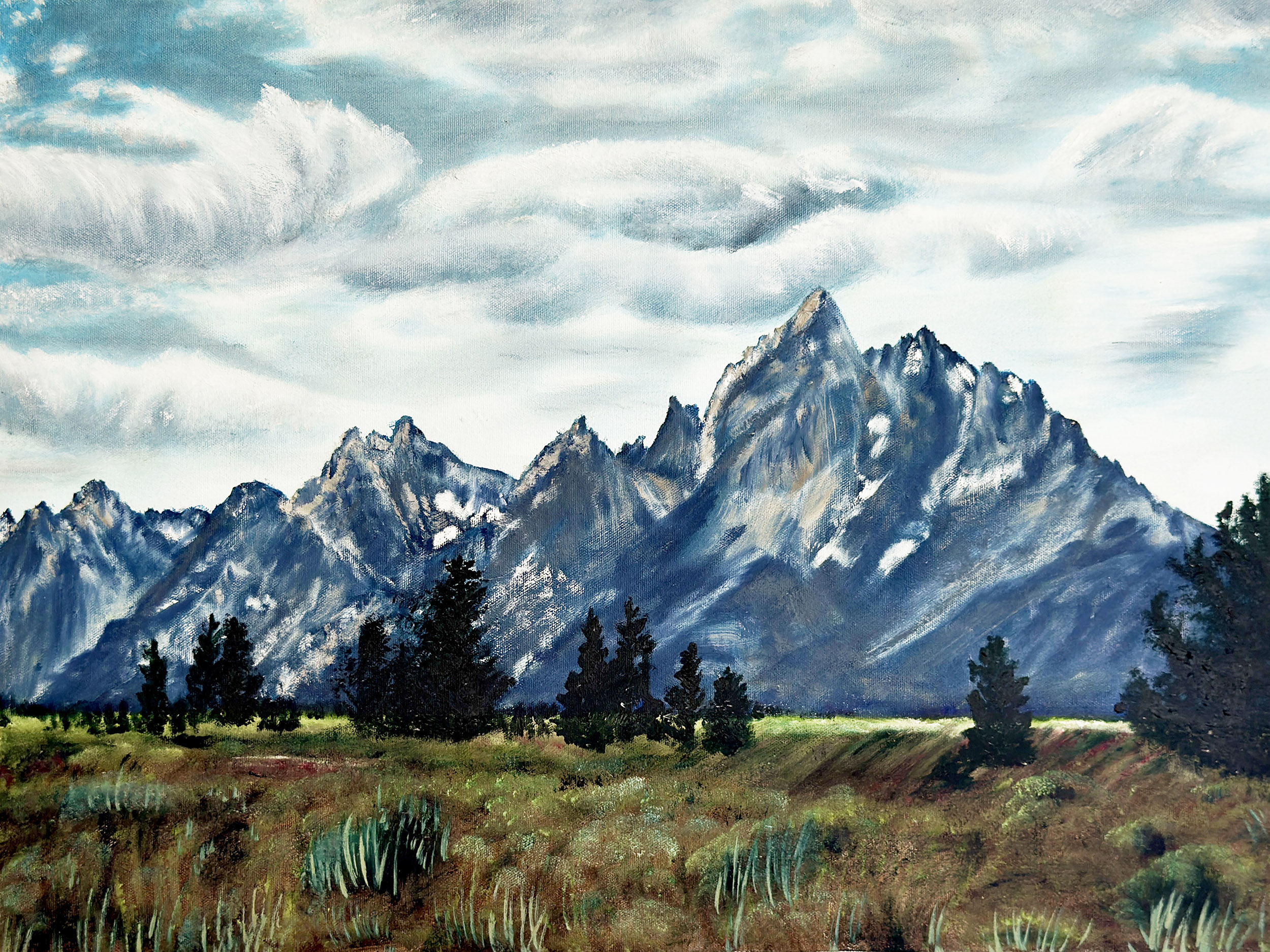 Tetons mountains landscape painting