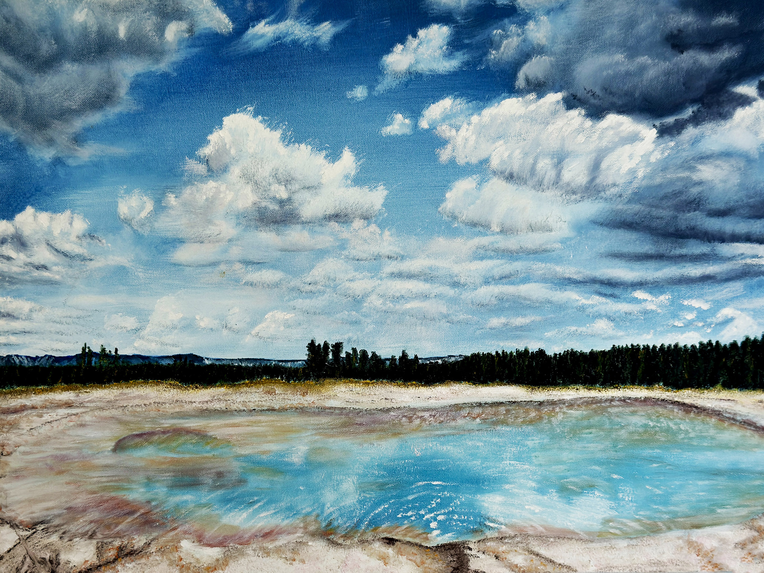 Yellowstone national park landscape painting