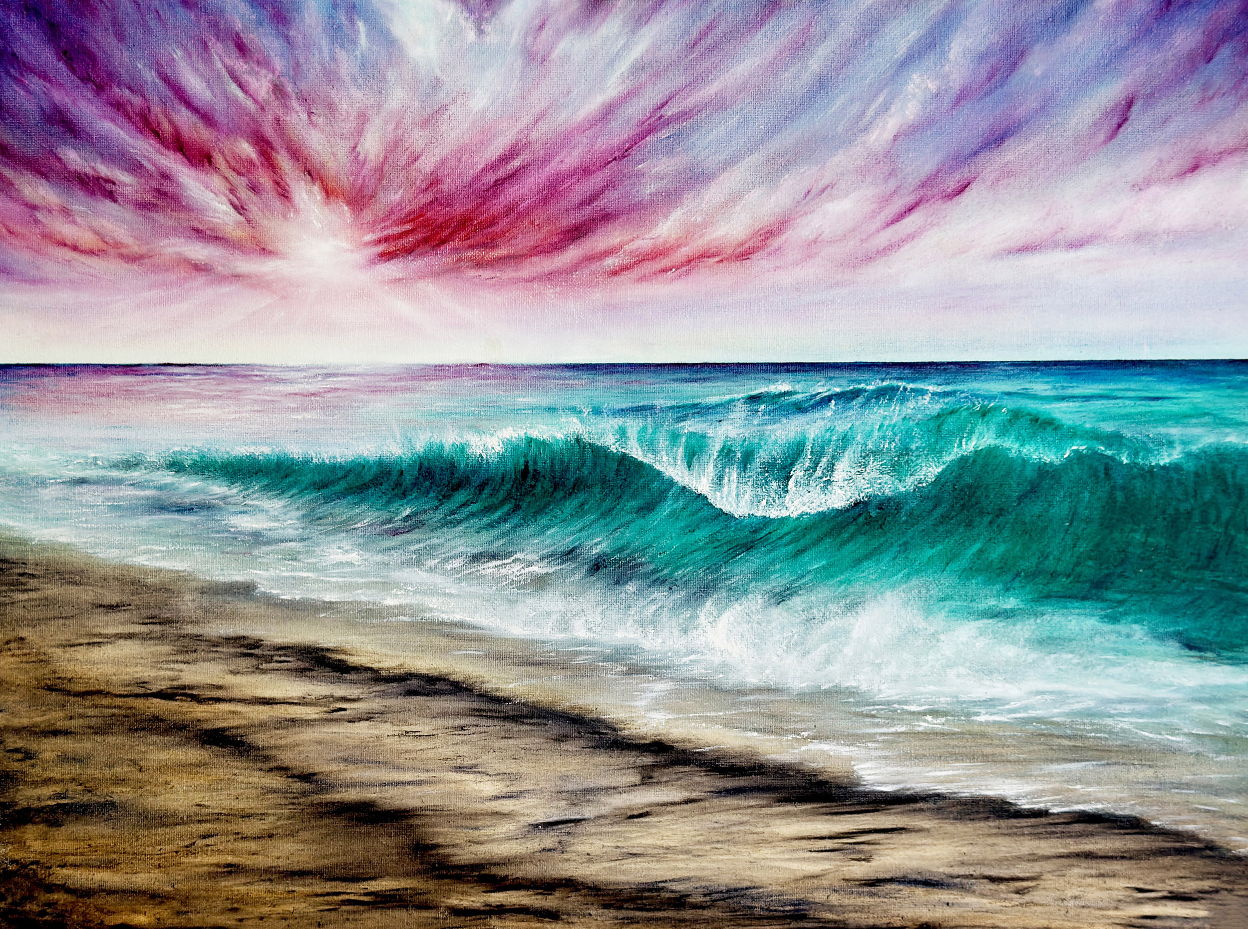 Sunset Seascape painting Wrightsville Beach, NC