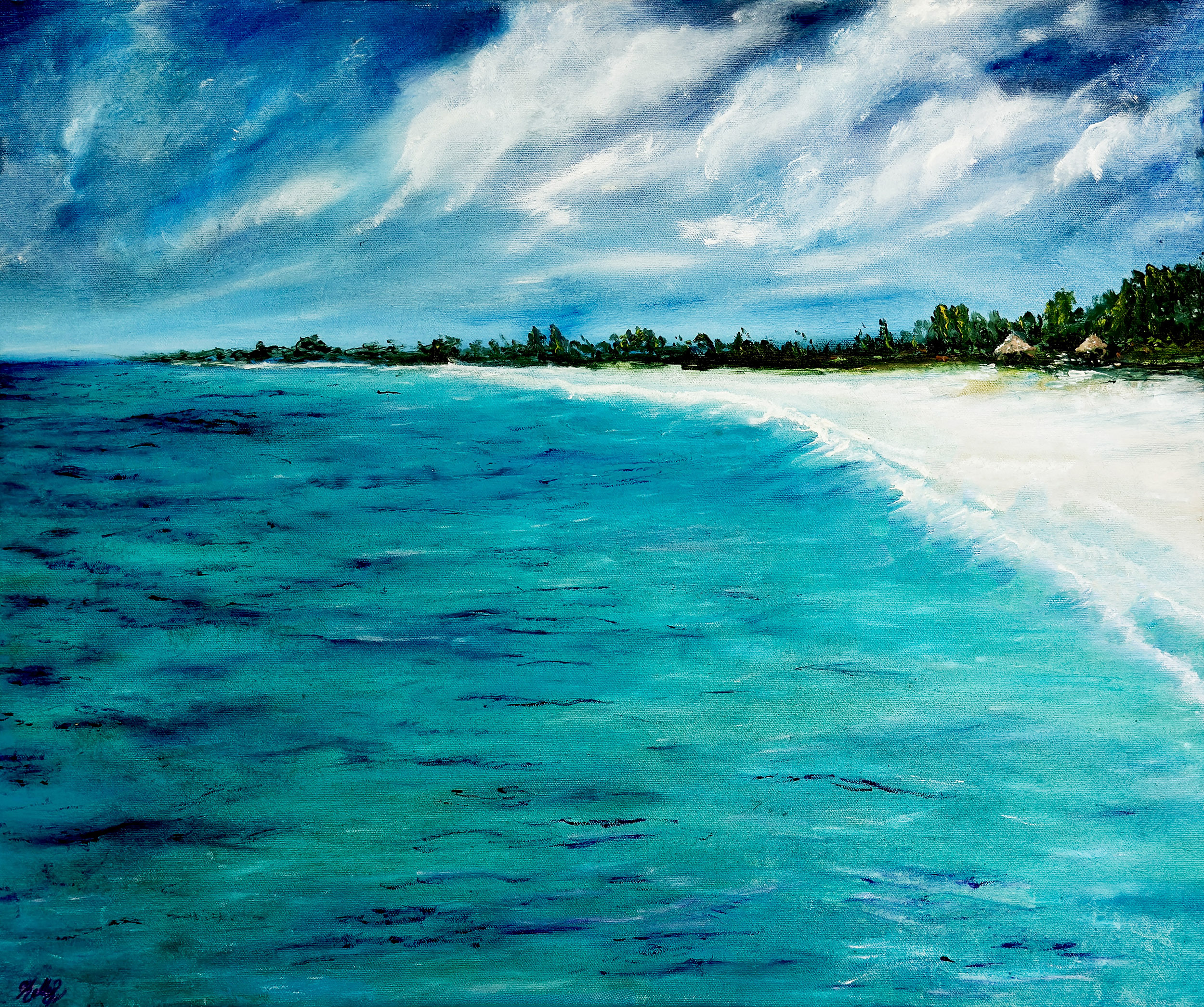 tropical beach painting